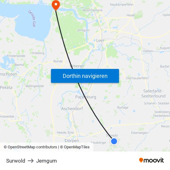 Surwold to Jemgum map