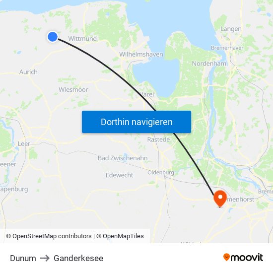 Dunum to Ganderkesee map