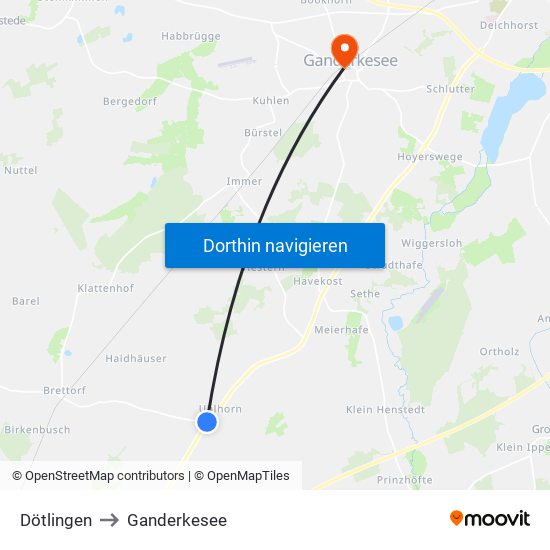 Dötlingen to Ganderkesee map