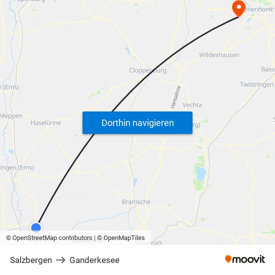 Salzbergen to Ganderkesee map