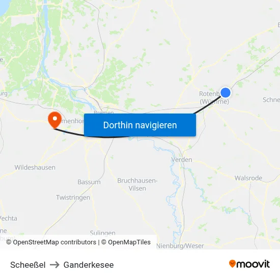 Scheeßel to Ganderkesee map