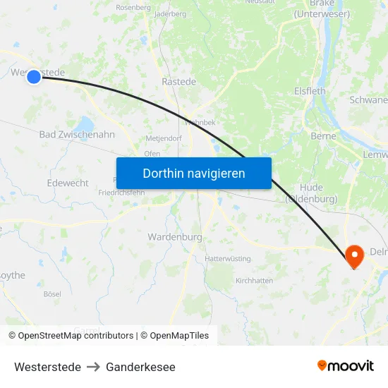 Westerstede to Ganderkesee map
