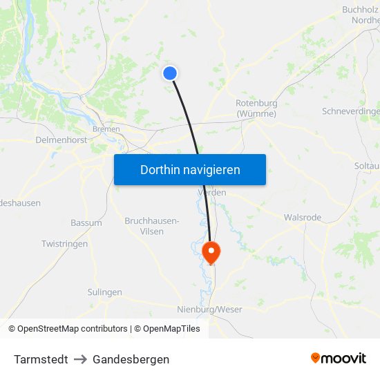 Tarmstedt to Gandesbergen map