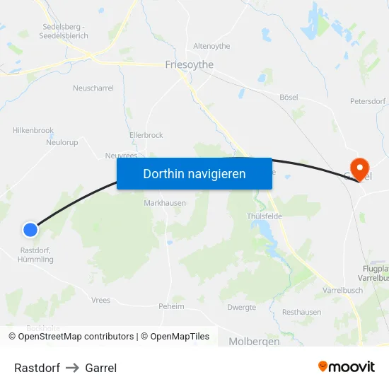 Rastdorf to Garrel map