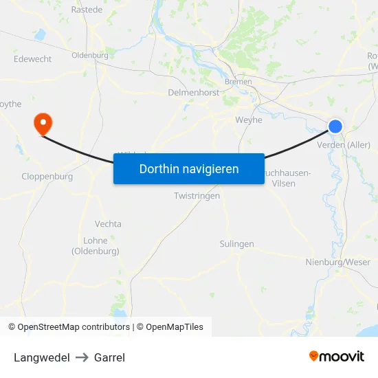 Langwedel to Garrel map