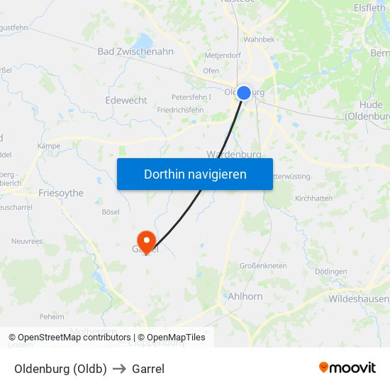 Oldenburg (Oldb) to Garrel map