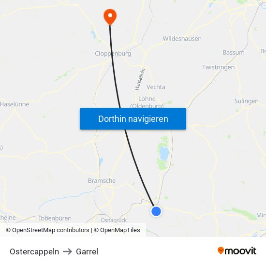 Ostercappeln to Garrel map