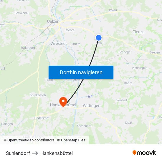 Suhlendorf to Hankensbüttel map