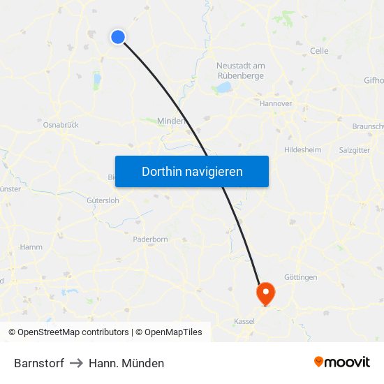 Barnstorf to Hann. Münden map