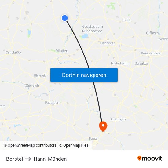 Borstel to Hann. Münden map