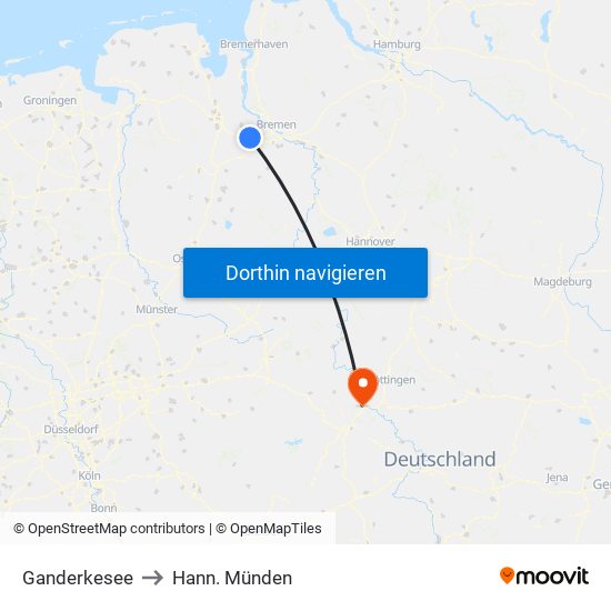 Ganderkesee to Hann. Münden map