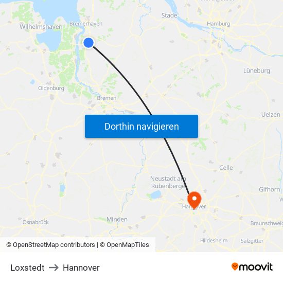 Loxstedt to Hannover map