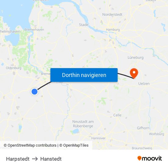 Harpstedt to Hanstedt map