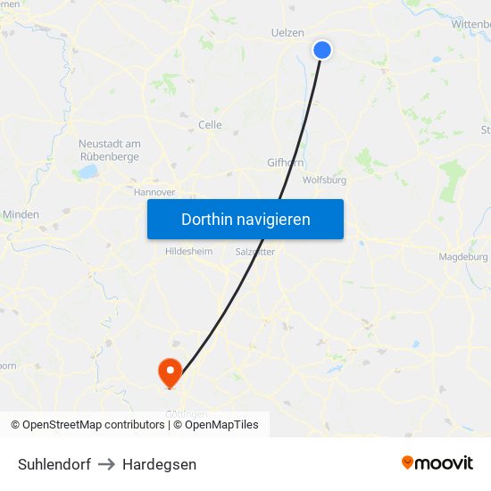 Suhlendorf to Hardegsen map