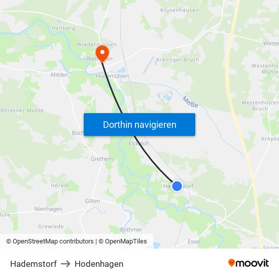 Hademstorf to Hodenhagen map
