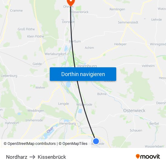 Nordharz to Kissenbrück map