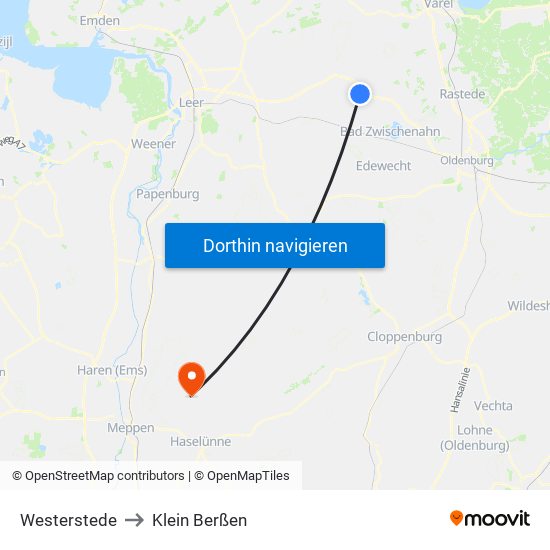 Westerstede to Klein Berßen map