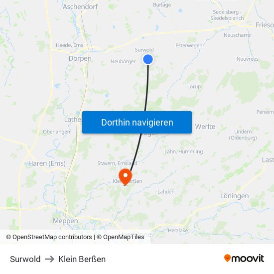 Surwold to Klein Berßen map