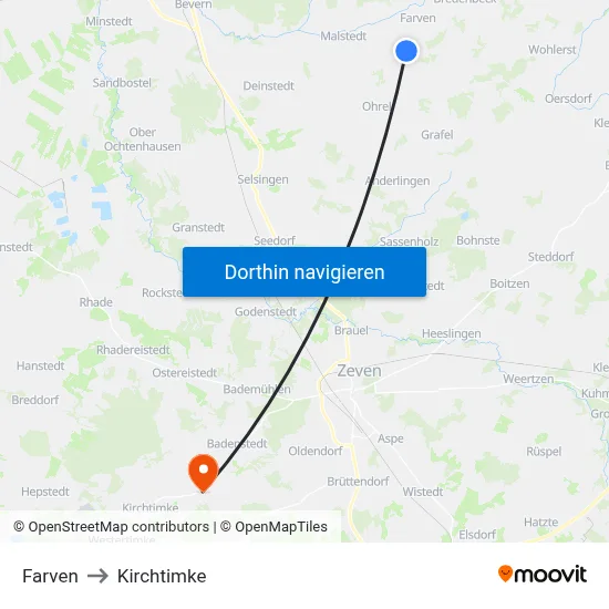 Farven to Kirchtimke map