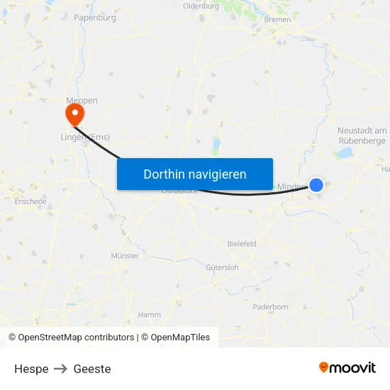 Hespe to Geeste map