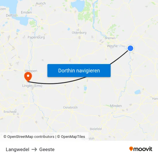 Langwedel to Geeste map