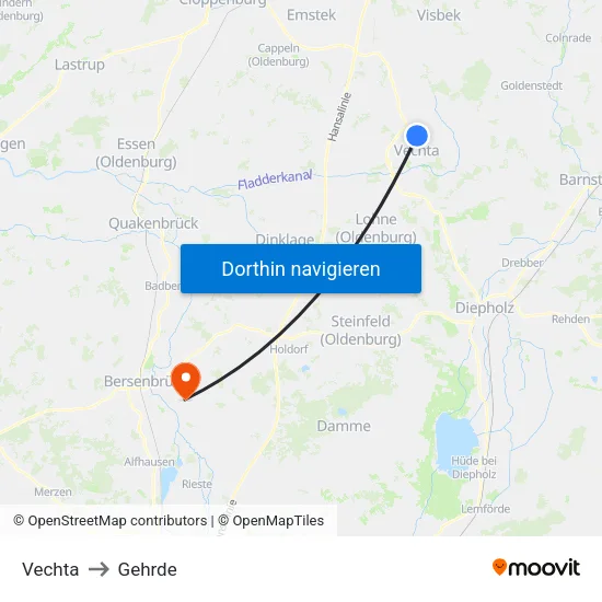 Vechta to Gehrde map