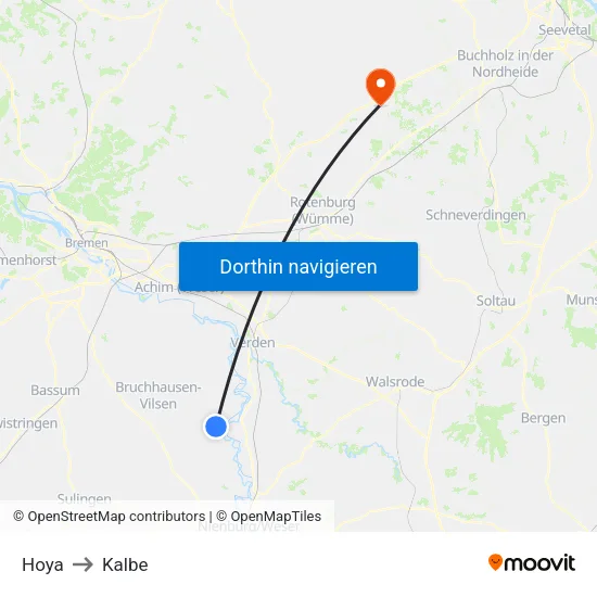 Hoya to Kalbe map
