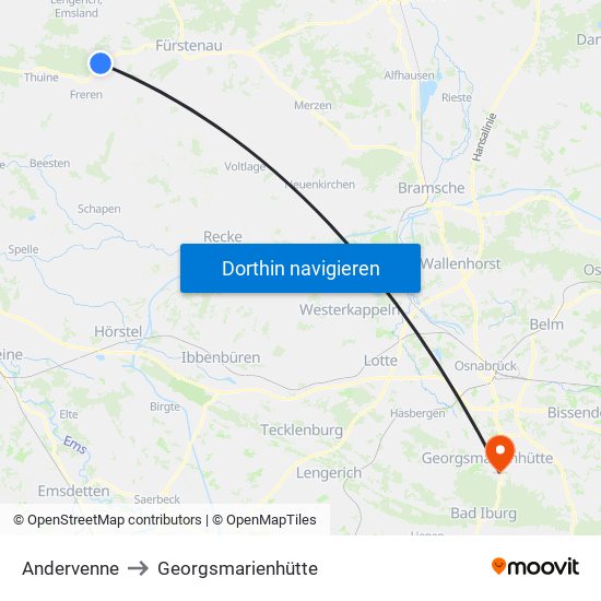 Andervenne to Georgsmarienhütte map