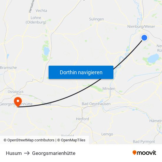 Husum to Georgsmarienhütte map