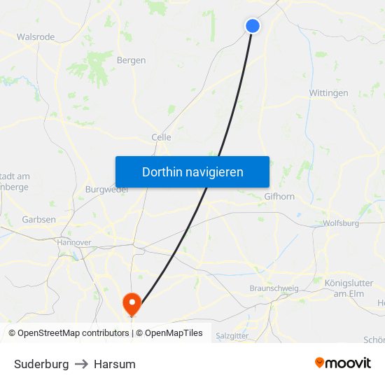 Suderburg to Harsum map