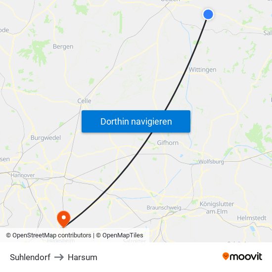 Suhlendorf to Harsum map