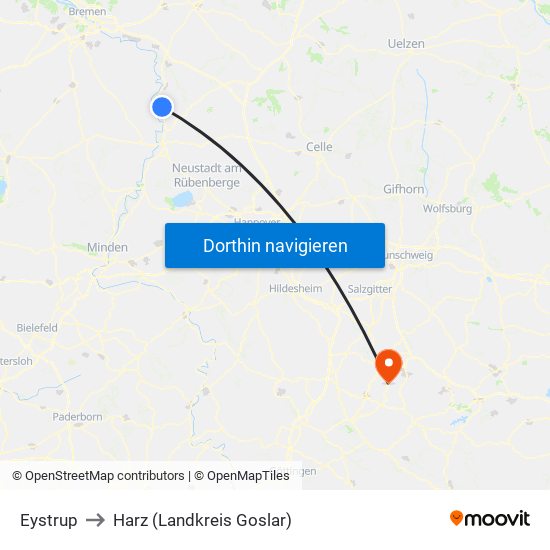 Eystrup to Harz (Landkreis Goslar) map