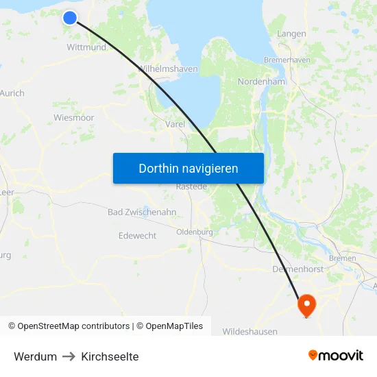 Werdum to Kirchseelte map