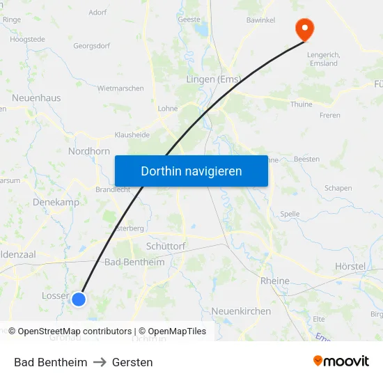 Bad Bentheim to Gersten map