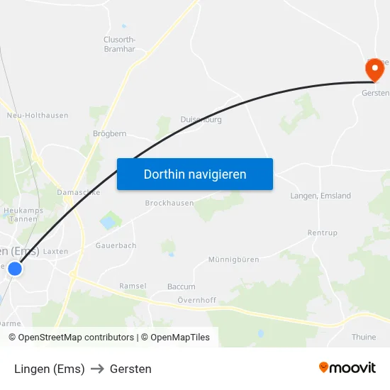 Lingen (Ems) to Gersten map
