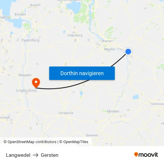 Langwedel to Gersten map