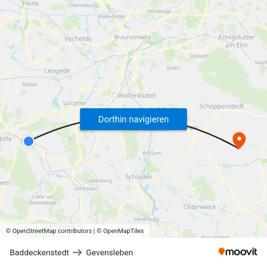 Baddeckenstedt to Gevensleben map