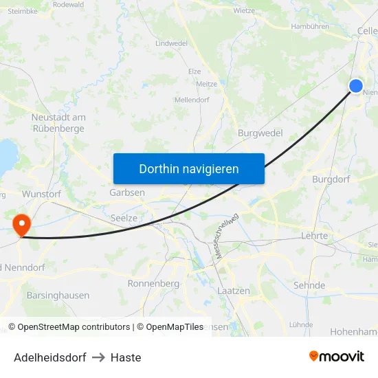 Adelheidsdorf to Haste map