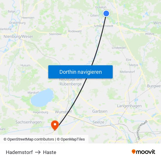 Hademstorf to Haste map