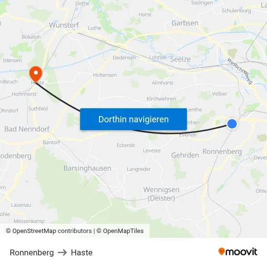 Ronnenberg to Haste map