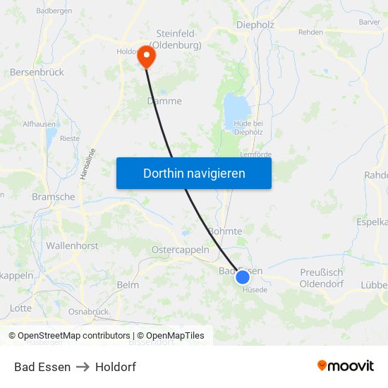 Bad Essen to Holdorf map
