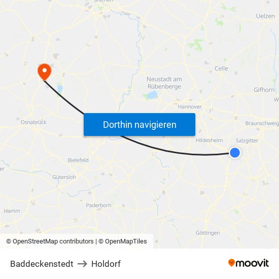Baddeckenstedt to Holdorf map