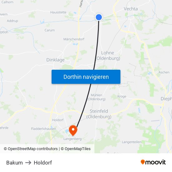 Bakum to Holdorf map