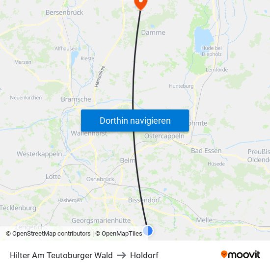 Hilter Am Teutoburger Wald to Holdorf map