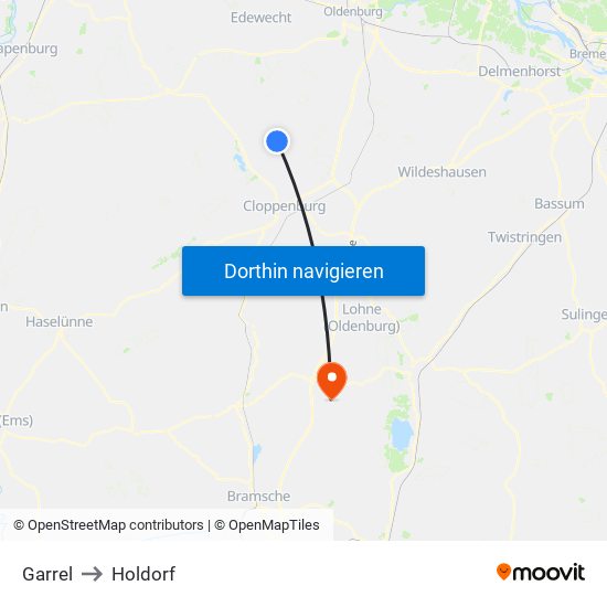 Garrel to Holdorf map