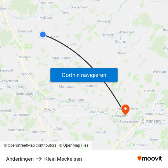 Anderlingen to Klein Meckelsen map