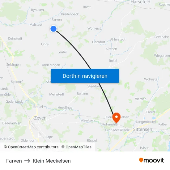 Farven to Klein Meckelsen map