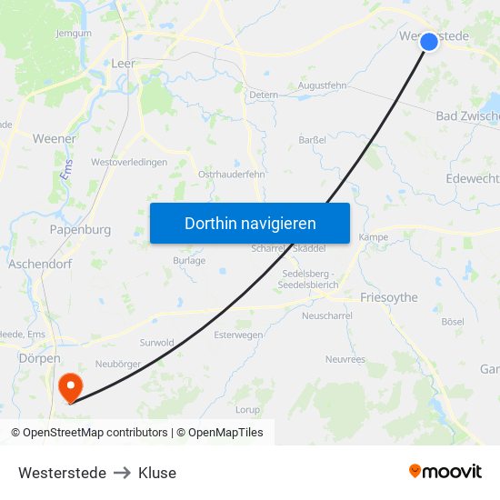 Westerstede to Kluse map