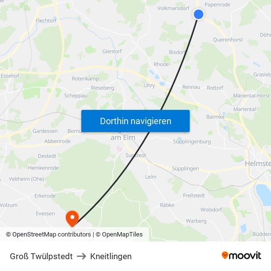 Groß Twülpstedt to Kneitlingen map