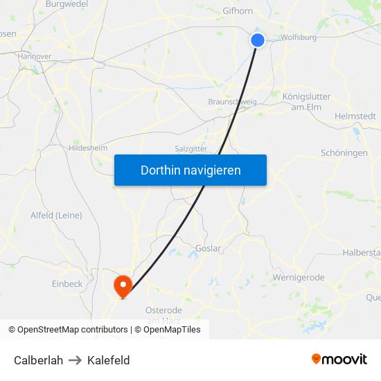 Calberlah to Kalefeld map